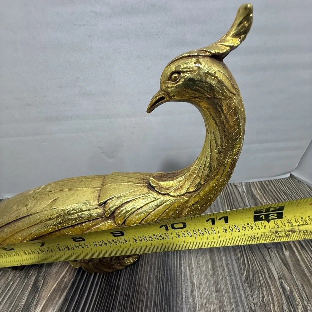 Vintage Gold Gilt Pheasant Syroco‎ MCM Hollywood Regency Peacock Bird Figurine